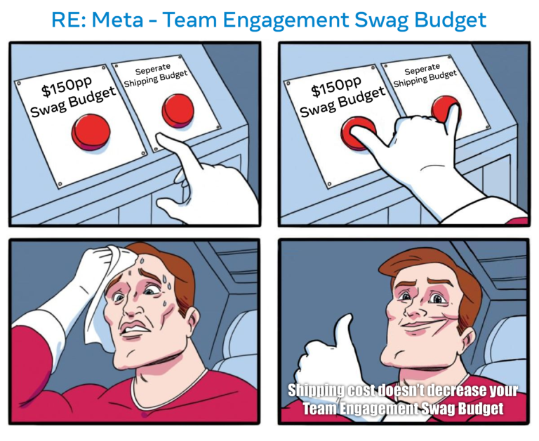 Shipping cost doesn't decrease your Team Engagement Swag budget